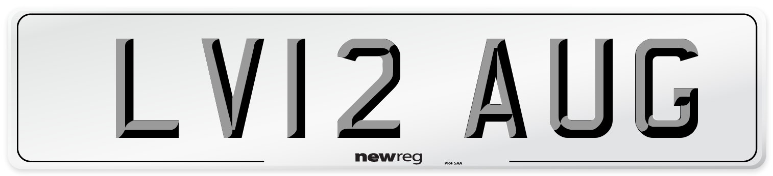 LV12 AUG Number Plate from New Reg